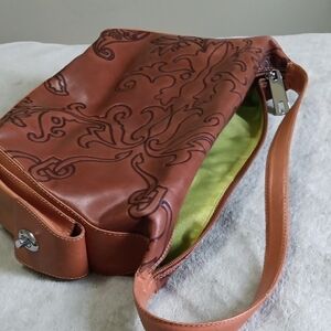 Sharif Brown Leather Bag with Green Interior